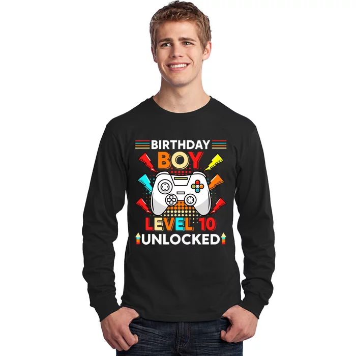 Level 10 Unlocked Video Gamer 10th Birthday Gamer Long Sleeve Shirt