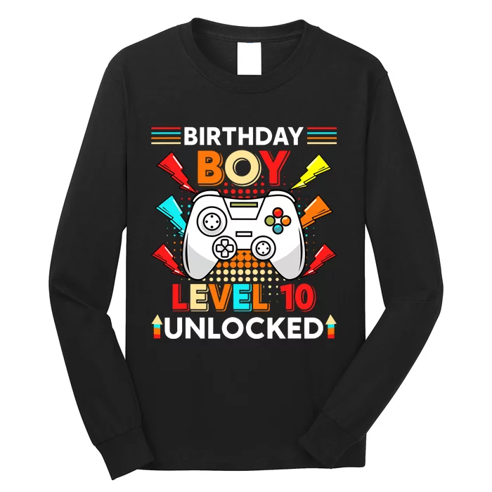 Level 10 Unlocked Video Gamer 10th Birthday Gamer Long Sleeve Shirt