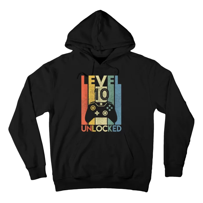 Level 10 Unlocked Shirt Funny Video Gamer 10th Birthday Gift Hoodie