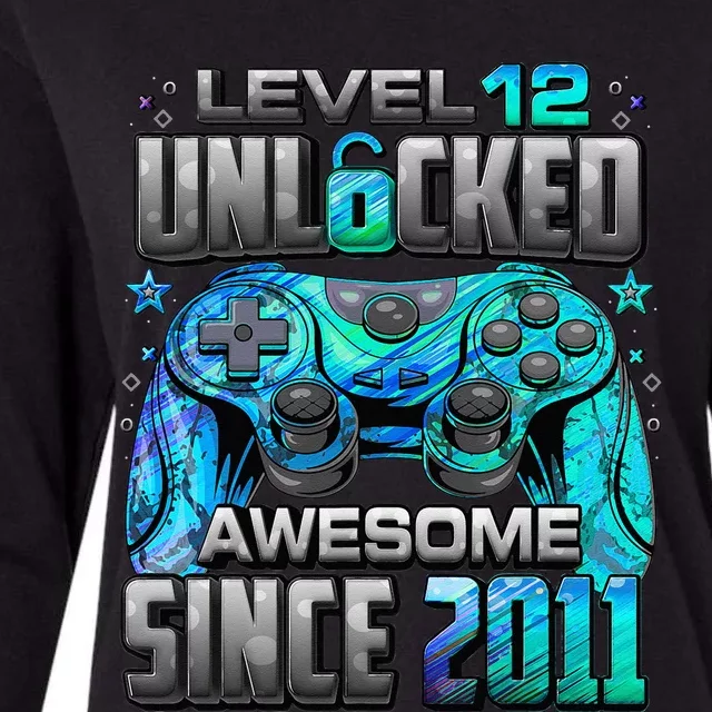 Level 12 Unlocked Awesome Since 2011 12th Birthday Gaming Womens Cotton Relaxed Long Sleeve T-Shirt