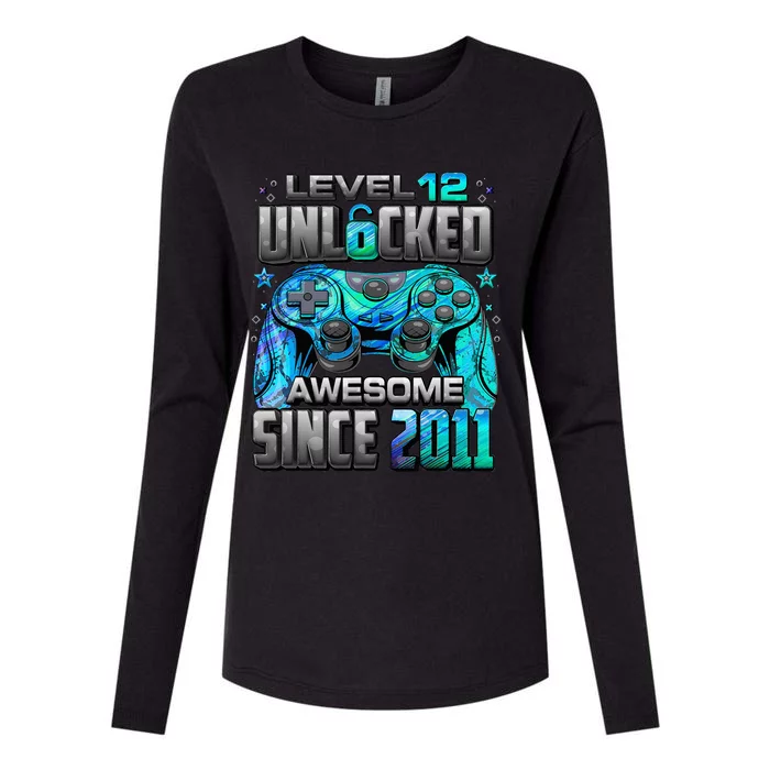 Level 12 Unlocked Awesome Since 2011 12th Birthday Gaming Womens Cotton Relaxed Long Sleeve T-Shirt