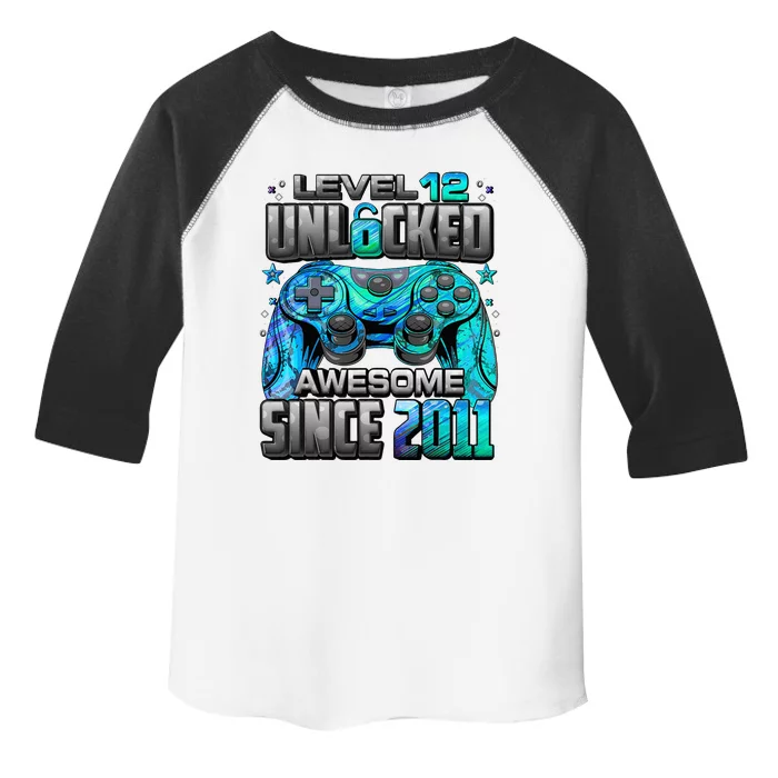 Level 12 Unlocked Awesome Since 2011 12th Birthday Gaming Toddler Fine Jersey T-Shirt