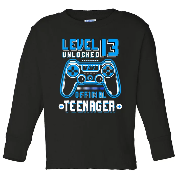 Level 13 Unlocked Teenager Video Game 13th Birthday Toddler Long Sleeve Shirt