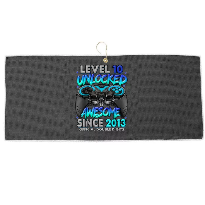 Level 10 Unlocked Awesome Since 2013 10th Birthday Gaming Large Microfiber Waffle Golf Towel