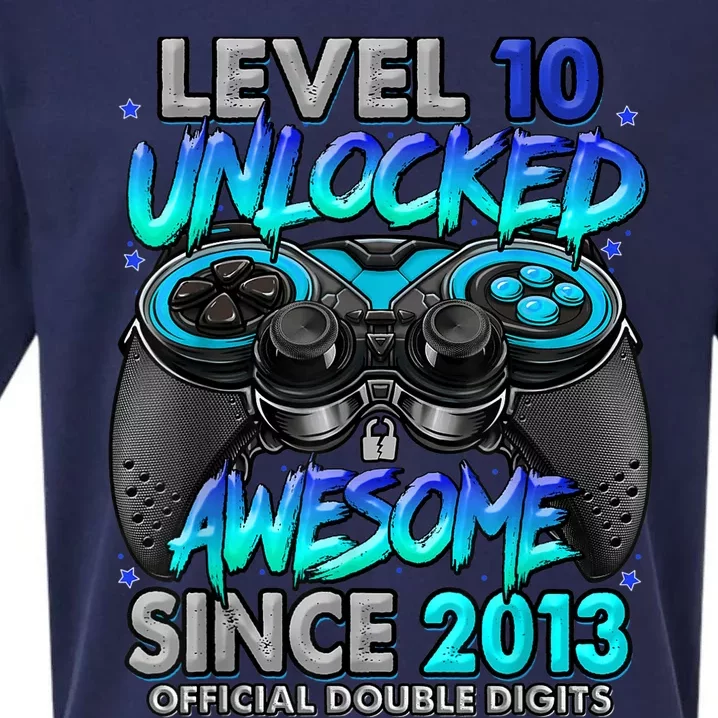 Level 10 Unlocked Awesome Since 2013 10th Birthday Gaming Sueded Cloud Jersey T-Shirt