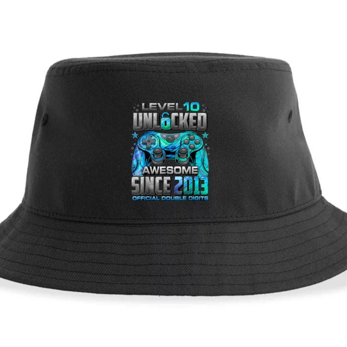 Level 10 Unlocked Awesome Since 2013 10th Birthday Gaming Sustainable Bucket Hat