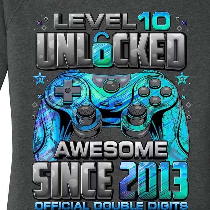 Level 10 Unlocked Awesome Since 2013 10th Birthday Gaming Women's Perfect Tri Tunic Long Sleeve Shirt