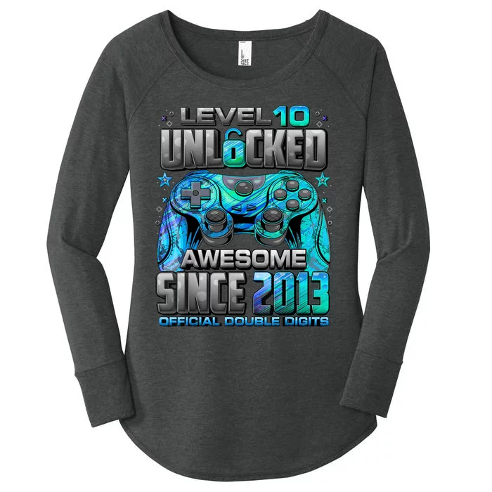 Level 10 Unlocked Awesome Since 2013 10th Birthday Gaming Women's Perfect Tri Tunic Long Sleeve Shirt