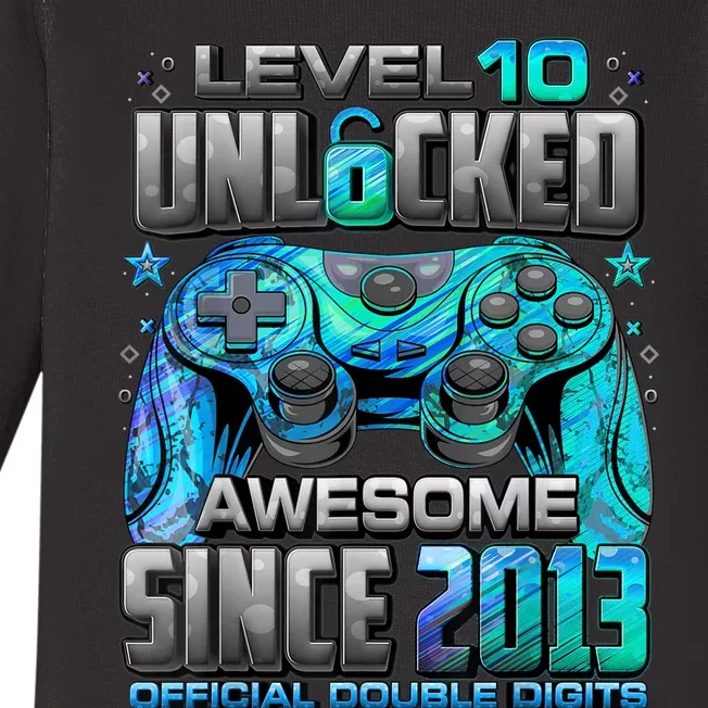 Level 10 Unlocked Awesome Since 2013 10th Birthday Gaming Baby Long Sleeve Bodysuit