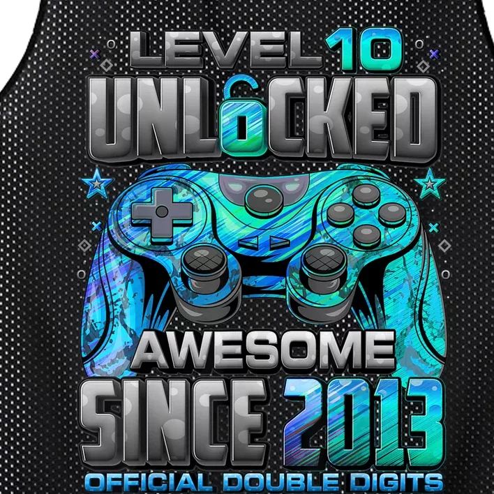 Level 10 Unlocked Awesome Since 2013 10th Birthday Gaming Mesh Reversible Basketball Jersey Tank