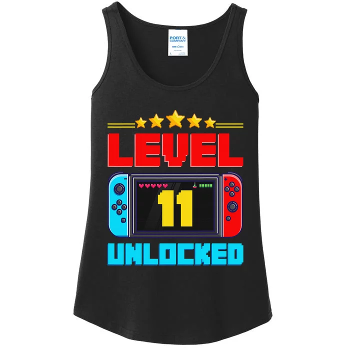 Level 11 unlocked Gamer 11th Birthday Gift Video Game lovers Ladies Essential Tank