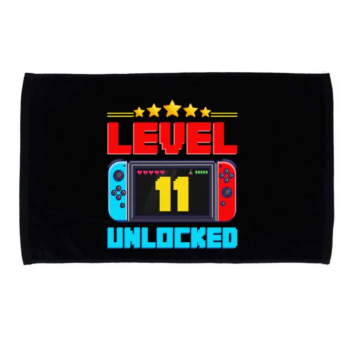 Level 11 unlocked Gamer 11th Birthday Gift Video Game lovers Microfiber Hand Towel