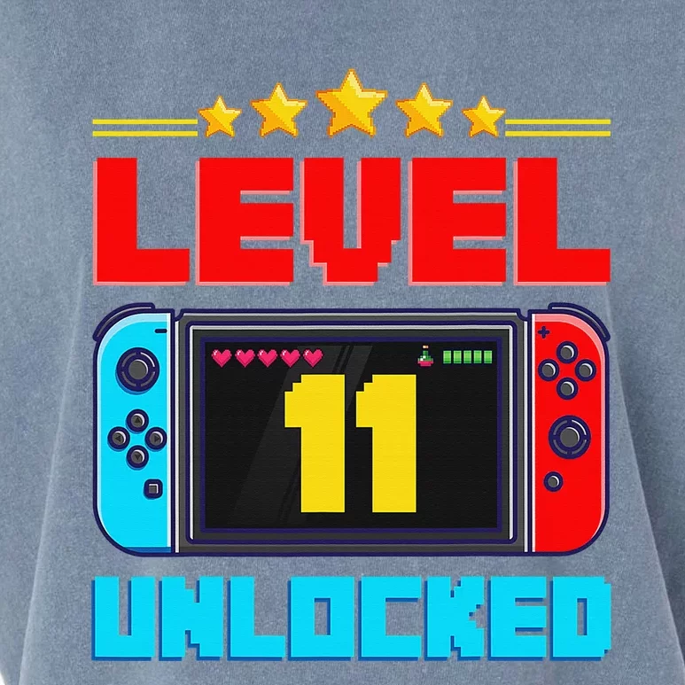 Level 11 unlocked Gamer 11th Birthday Gift Video Game lovers Garment-Dyed Women's Muscle Tee