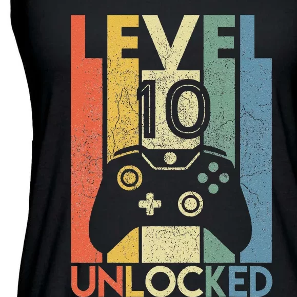 Level 10 Unlocked Funny Video Gamer 10th Birthday Gift Ladies Essential Flowy Tank