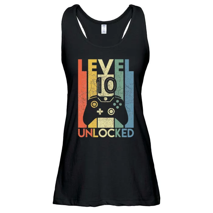 Level 10 Unlocked Funny Video Gamer 10th Birthday Gift Ladies Essential Flowy Tank