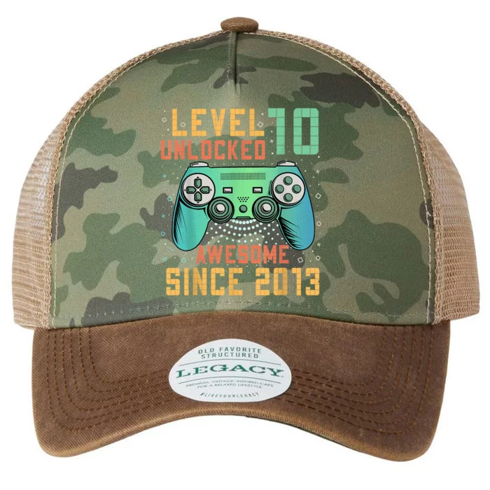 Level 10 Unlocked 10th Birthday 10 Year Old Boy Gamer Bday Legacy Tie Dye Trucker Hat