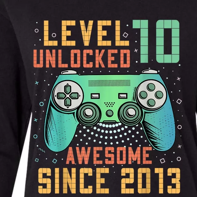 Level 10 Unlocked 10th Birthday 10 Year Old Boy Gamer Bday Womens Cotton Relaxed Long Sleeve T-Shirt