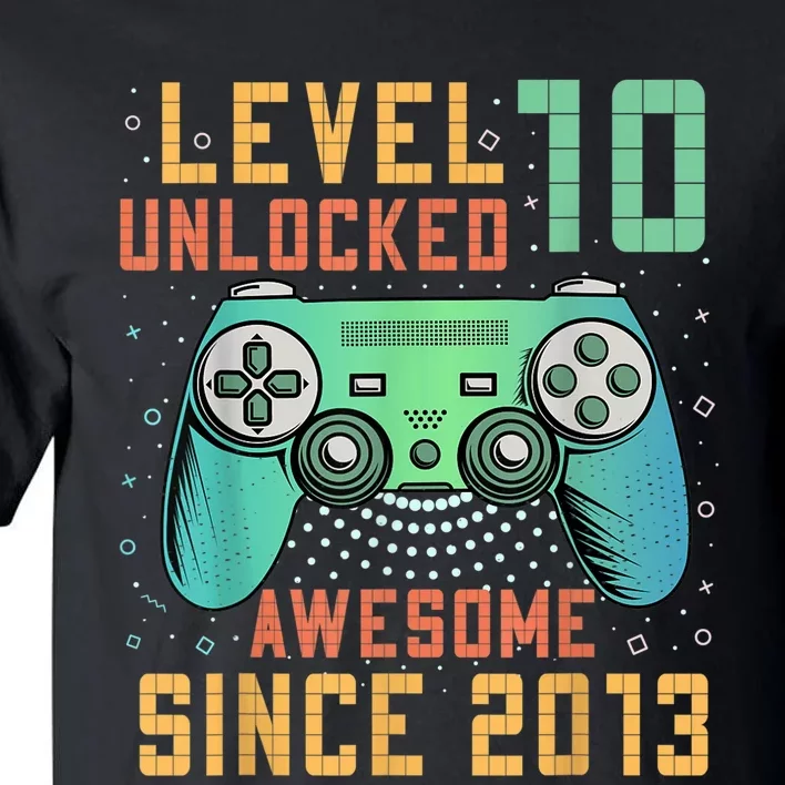 Level 10 Unlocked 10th Birthday 10 Year Old Boy Gamer Bday Tall T-Shirt