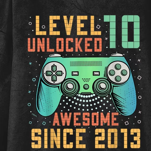 Level 10 Unlocked 10th Birthday 10 Year Old Boy Gamer Bday Hooded Wearable Blanket