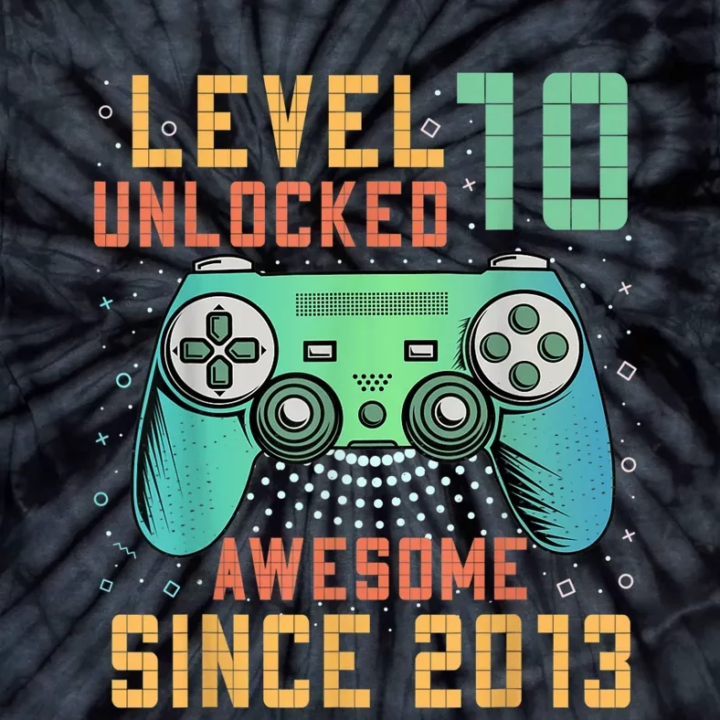 Level 10 Unlocked 10th Birthday 10 Year Old Boy Gamer Bday Tie-Dye T-Shirt