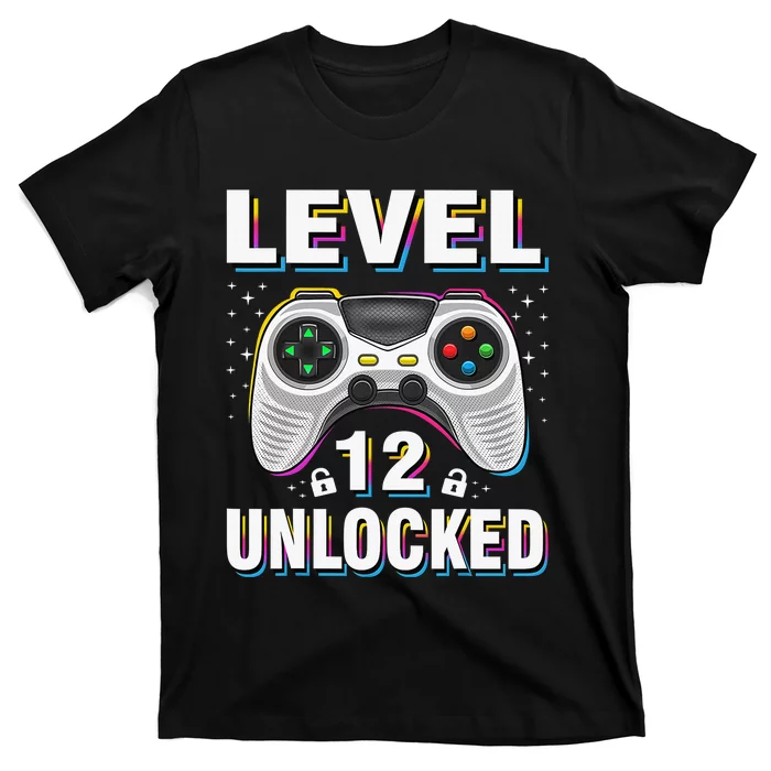 Level 12 Unlocked Boys 12th Birthday 12 Year Old Gamer T-Shirt