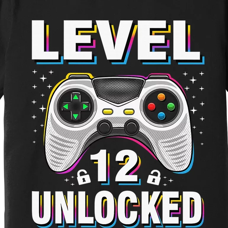 Level 12 Unlocked Boys 12th Birthday 12 Year Old Gamer Premium T-Shirt