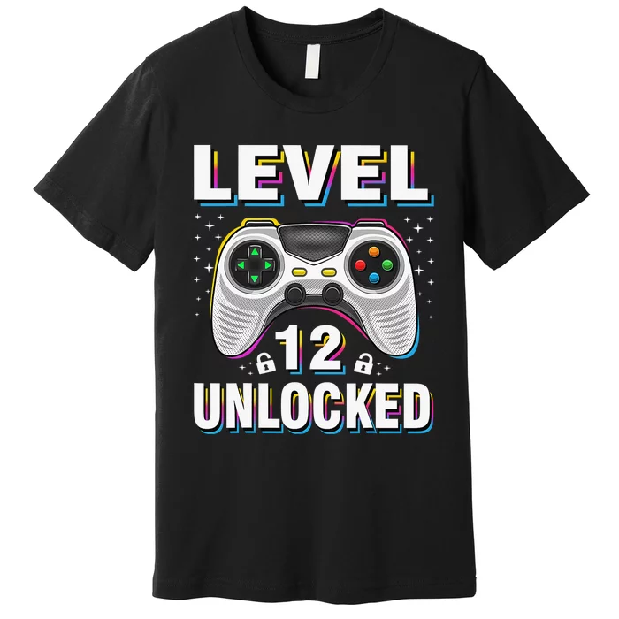 Level 12 Unlocked Boys 12th Birthday 12 Year Old Gamer Premium T-Shirt