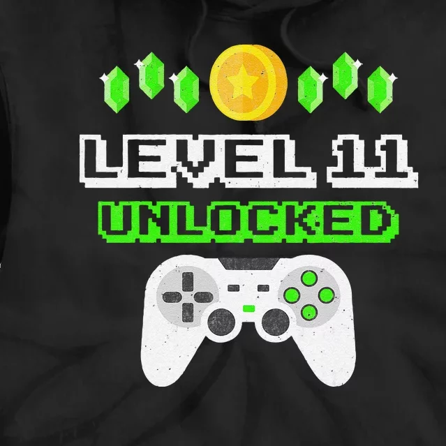 Level 11 Unlocked Funny 11 Year Old Gamer Birthday Tie Dye Hoodie