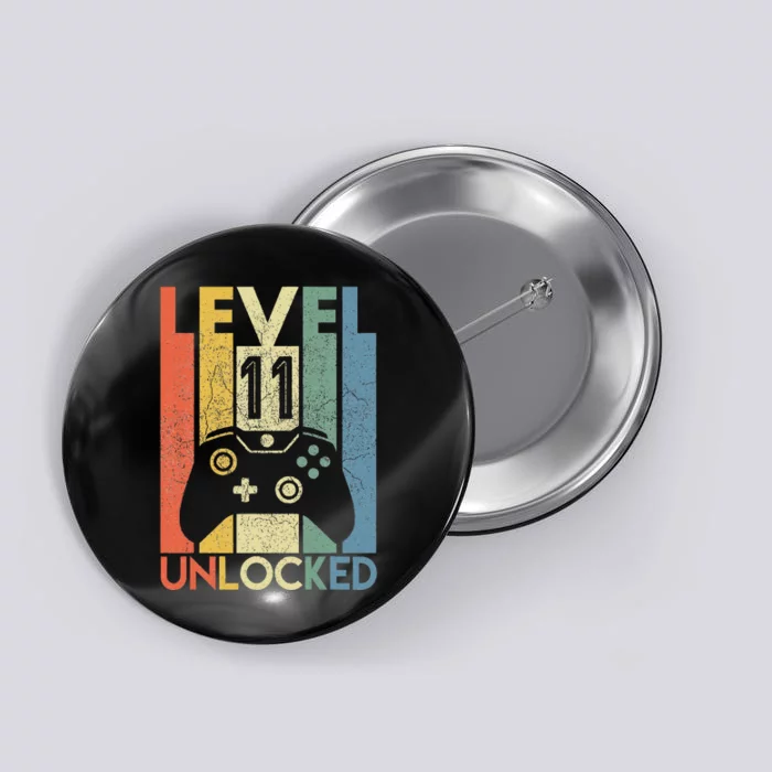 Level 11 Unlocked Funny Video Gamer 11th Birthday Gift Button