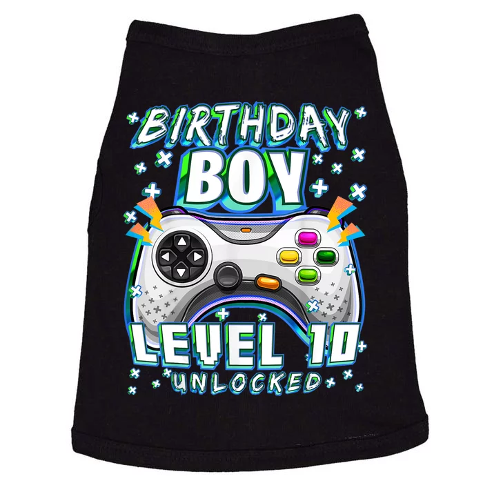 Level 10 Unlocked Video Game 10th Birthday Gamer Boys TShirt Doggie Tank