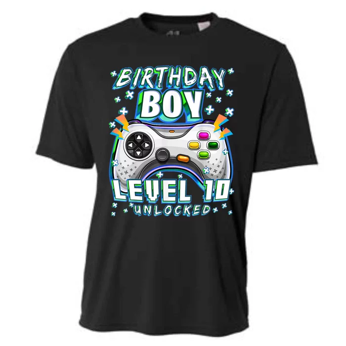 Level 10 Unlocked Video Game 10th Birthday Gamer Boys TShirt Cooling Performance Crew T-Shirt