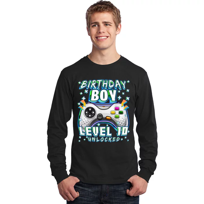 Level 10 Unlocked Video Game 10th Birthday Gamer Boys TShirt Long Sleeve Shirt