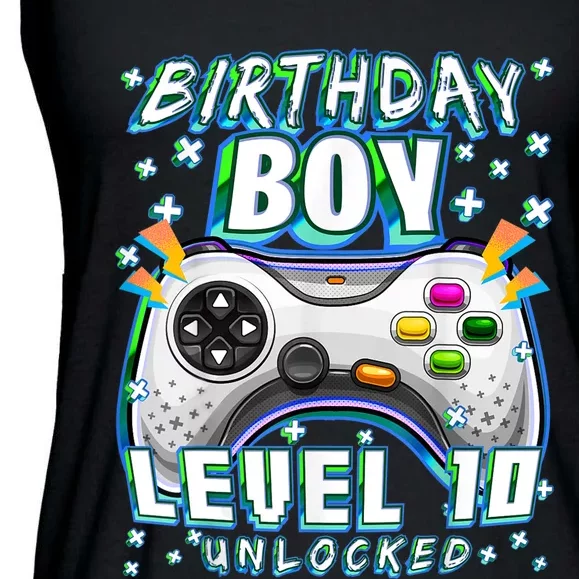 Level 10 Unlocked Video Game 10th Birthday Gamer Boys TShirt Ladies Essential Flowy Tank