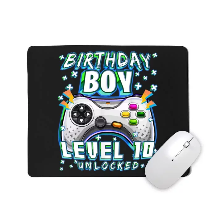 Level 10 Unlocked Video Game 10th Birthday Gamer Boys TShirt Mousepad