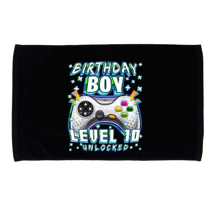 Level 10 Unlocked Video Game 10th Birthday Gamer Boys TShirt Microfiber Hand Towel