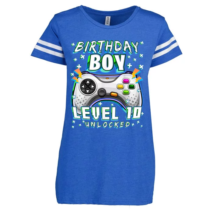 Level 10 Unlocked Video Game 10th Birthday Gamer Boys TShirt Enza Ladies Jersey Football T-Shirt