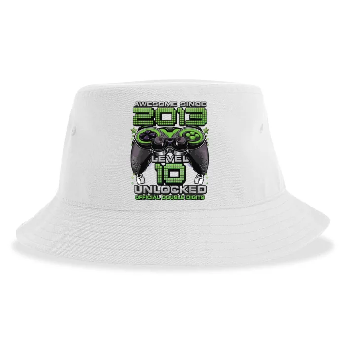 Level 10 Unlocked Awesome Since 2013 10th Birthday Gaming Sustainable Bucket Hat