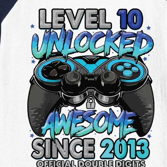 Level 10 Unlocked Awesome Since 2013 10th Birthday Gaming Baseball Sleeve Shirt