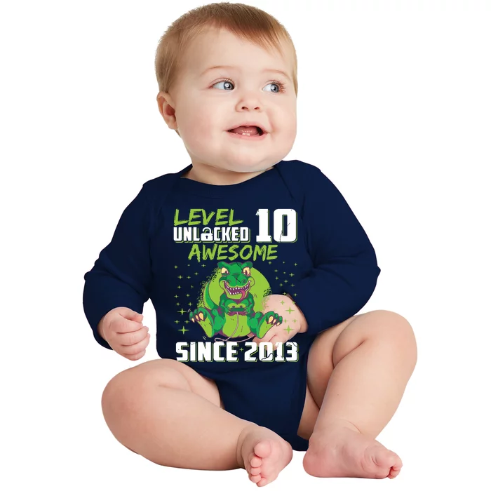 Level 10 Unlocked Awesome Since 2013 10th Birthday Gaming Baby Long Sleeve Bodysuit