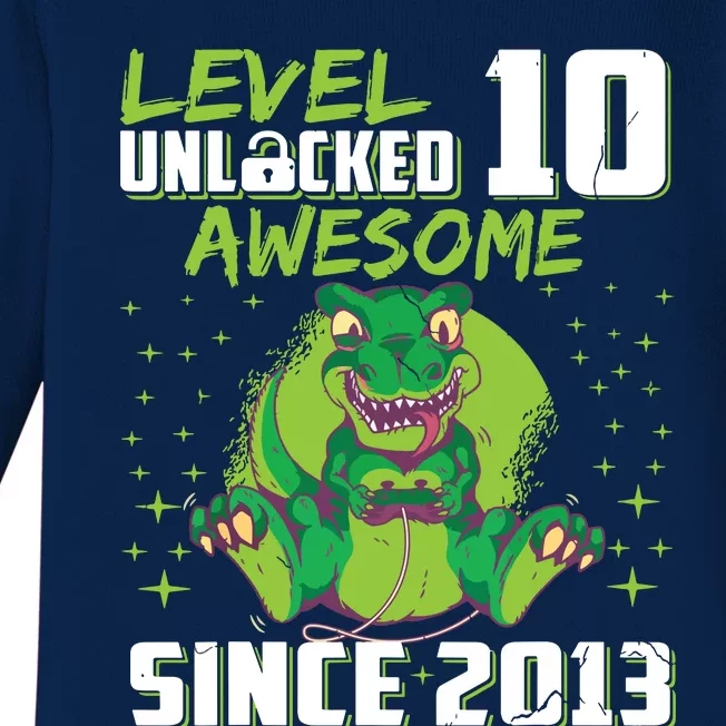 Level 10 Unlocked Awesome Since 2013 10th Birthday Gaming Baby Long Sleeve Bodysuit