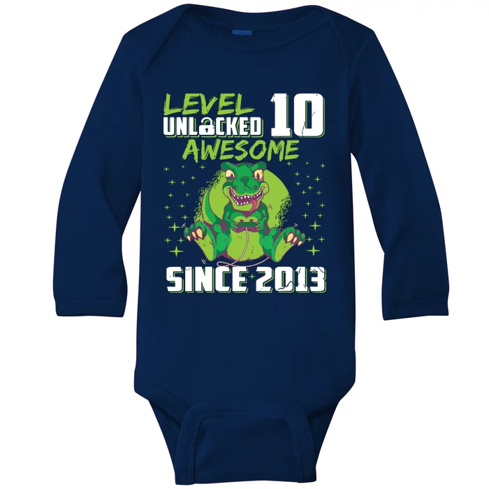 Level 10 Unlocked Awesome Since 2013 10th Birthday Gaming Baby Long Sleeve Bodysuit