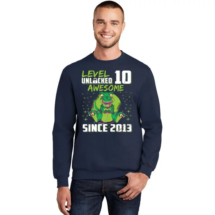 Level 10 Unlocked Awesome Since 2013 10th Birthday Gaming Tall Sweatshirt