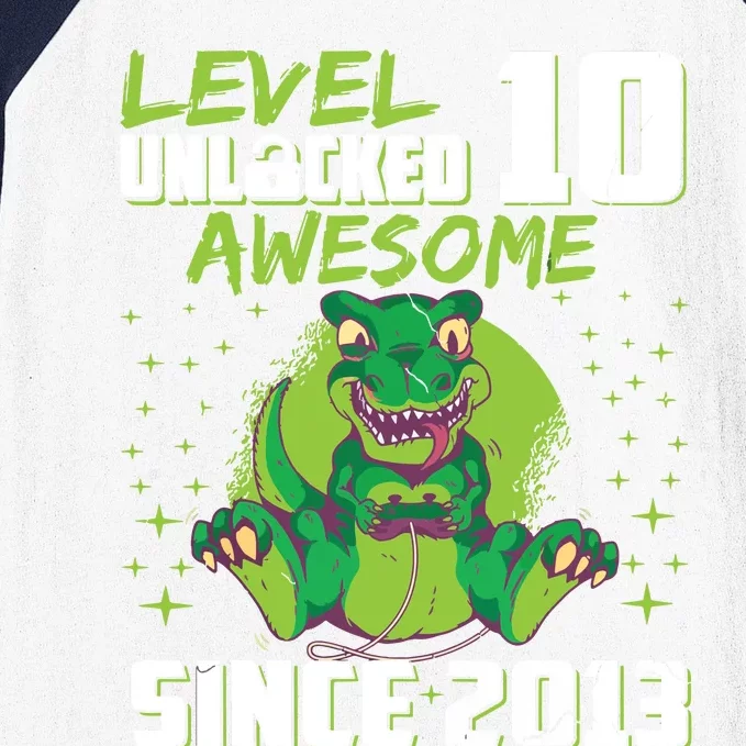 Level 10 Unlocked Awesome Since 2013 10th Birthday Gaming Baseball Sleeve Shirt