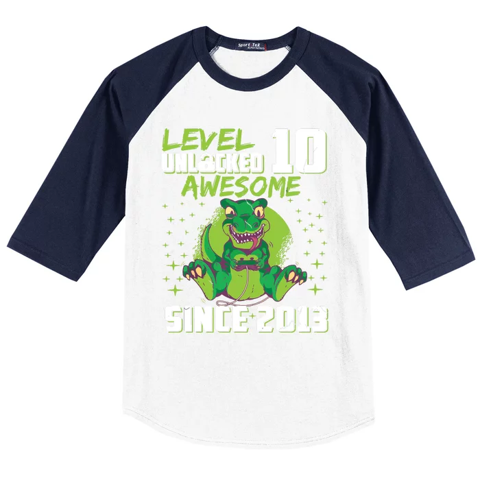 Level 10 Unlocked Awesome Since 2013 10th Birthday Gaming Baseball Sleeve Shirt