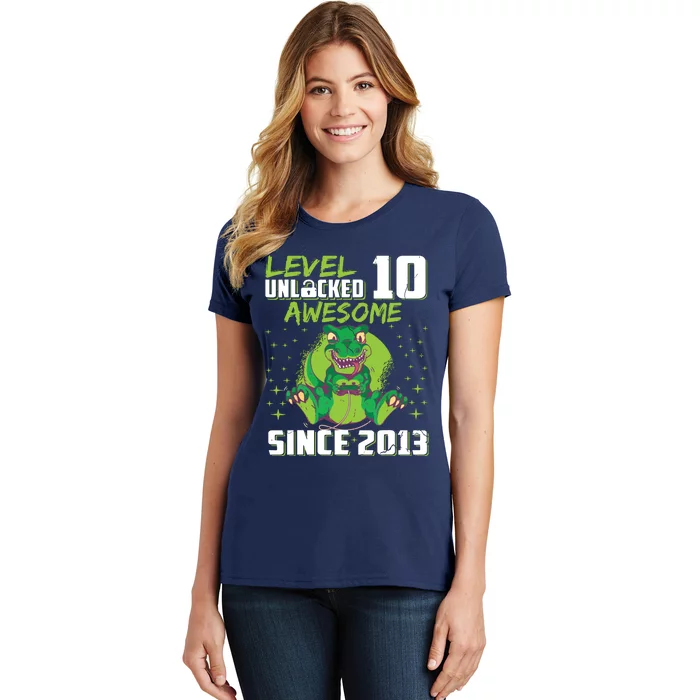 Level 10 Unlocked Awesome Since 2013 10th Birthday Gaming Women's T-Shirt