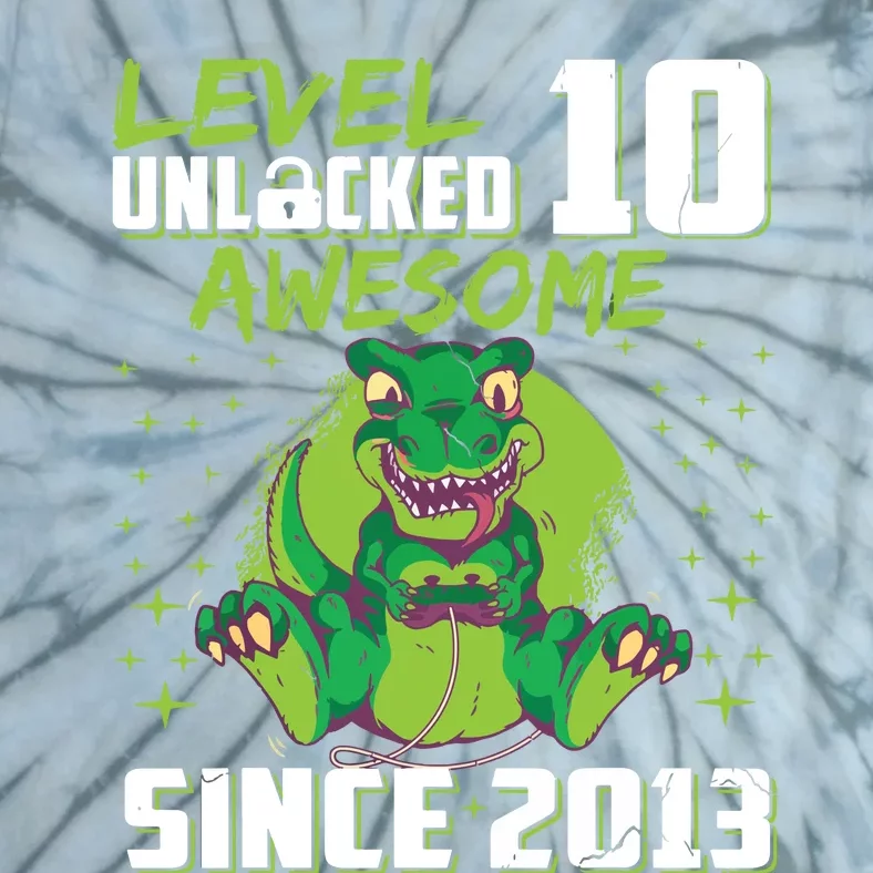 Level 10 Unlocked Awesome Since 2013 10th Birthday Gaming Tie-Dye T-Shirt