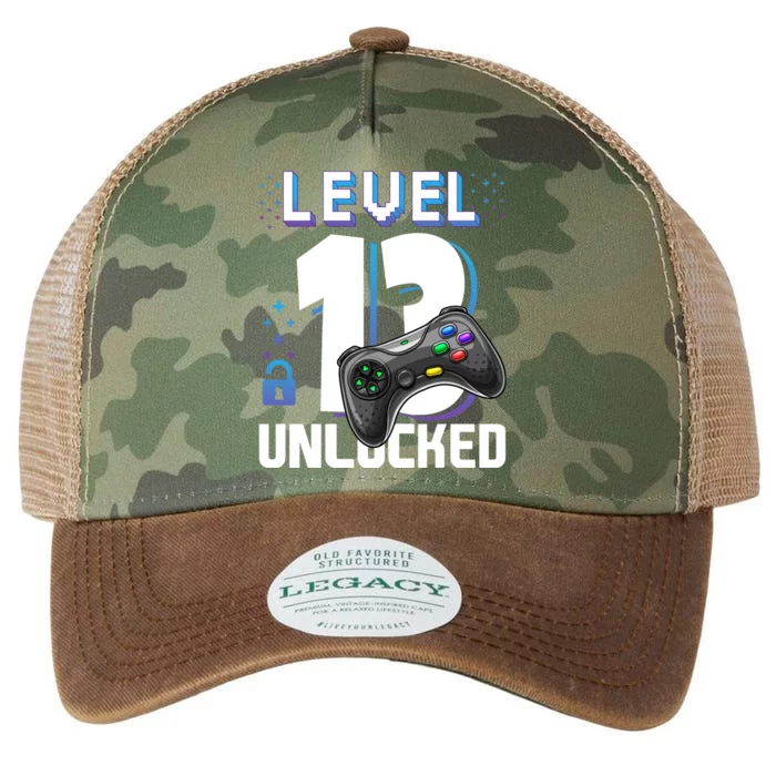 Level 13 Unlocked Funny Video Gamer 13th Birthday Gift For Gamers Legacy Tie Dye Trucker Hat