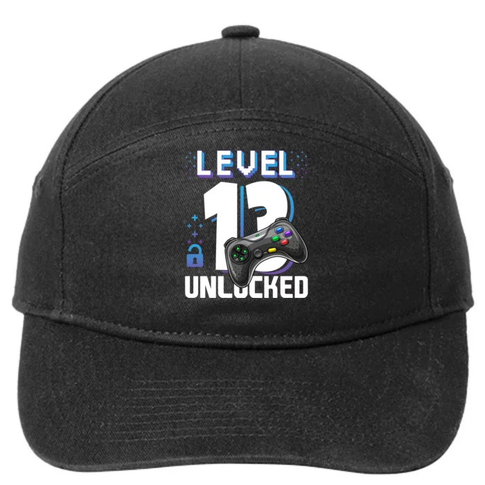 Level 13 Unlocked Funny Video Gamer 13th Birthday Gift For Gamers 7-Panel Snapback Hat