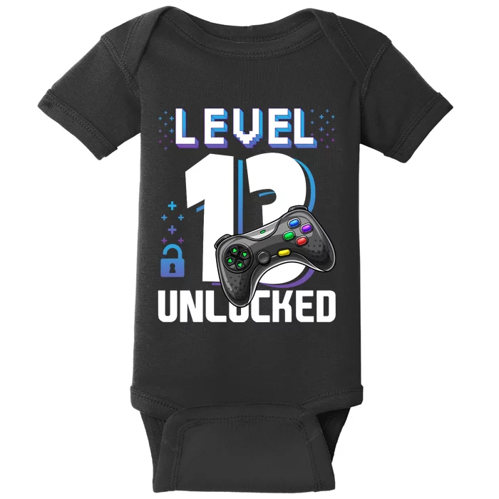 Level 13 Unlocked Funny Video Gamer 13th Birthday Gift For Gamers Baby Bodysuit