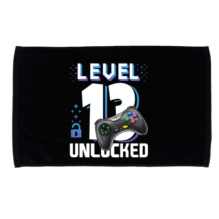 Level 13 Unlocked Funny Video Gamer 13th Birthday Gift For Gamers Microfiber Hand Towel